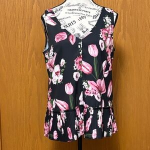 Le Chateau Black and Pink Floral Blouse